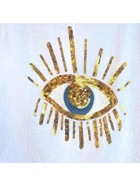 Sequins Evil Eye Lightweight Long Sleeve Swim Beach Coverup Shirt Size Medium